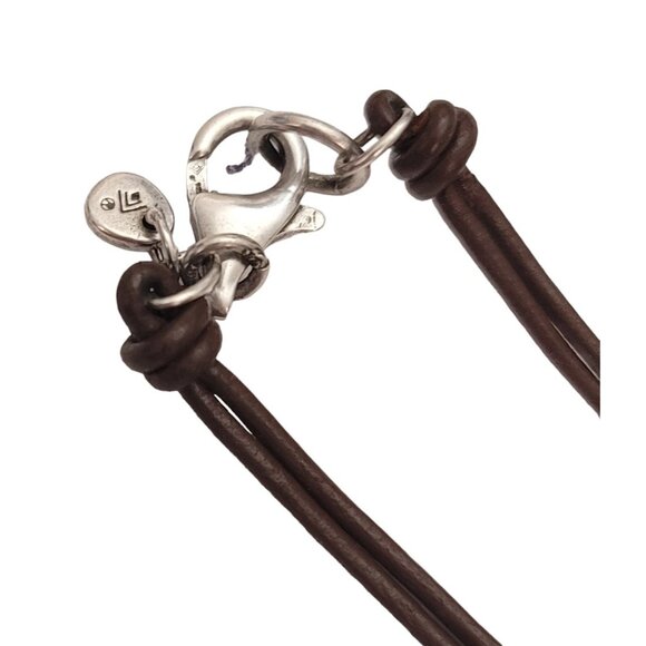 Silpada Yellow Stone Leather Sterling Hammered Medallion Pendant Necklace E849 - Picture 6 of 10